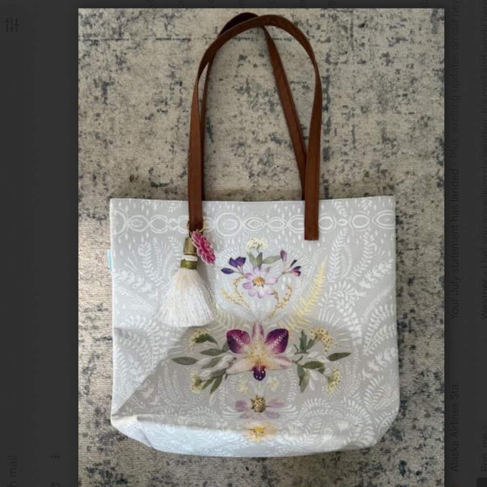NEW Papaya Orchid Lace Bucket Tote Bag Vegan Purse Shoulder Women's Handbag